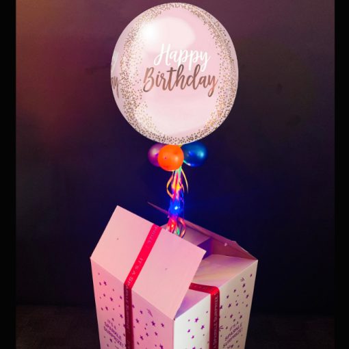Happy Birthday Rose gold Pink balloon in a box