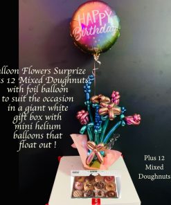 balloon flower surprize and 12 mixed doughnuts