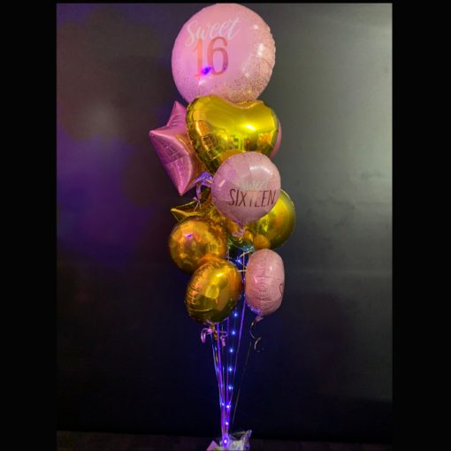 Sweet 16 Deluxe helium balloon bouquet