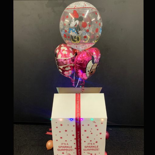 Minnie Mouse 2 plus 1 balloons in a box