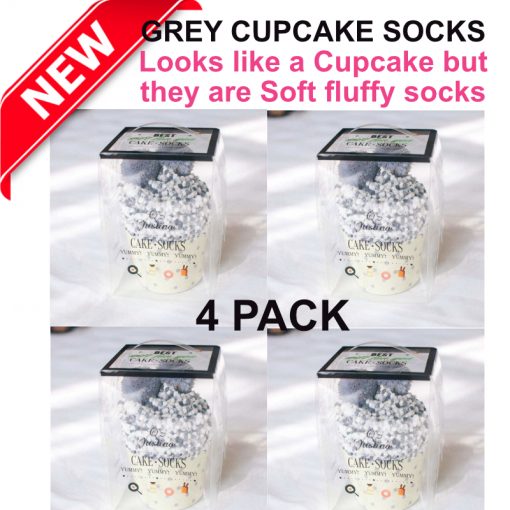 SIlver / White cupcakes socks 4 pack