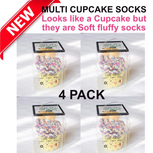 multicoloured cupcake socks 4 pack